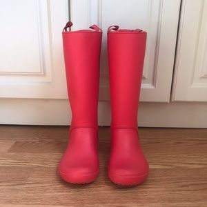 Red Crocs Women's RainFloe Rain Boots